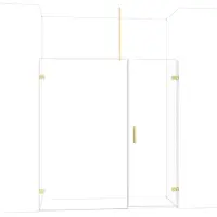 Maxaro Diamond Douchedeur | 185 cm Glanzend lichtgoud Helder glas Draaideur