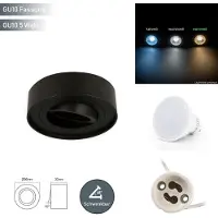 LED line LED-lijnstropverlichting ROLLO MIDI, inbouwspot, inbouw, kantelbaar 45°, rond, zwart, aluminium, met GU10-fitting, 5W, warmwit licht