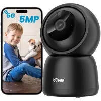 IeGeek Beveiligingscamera binnen - 5MP Ultra HD - Huisdiercamera met app - Beveiligingscamera's - Wifi Camera APP - Volgt beweging en geluidsdetectie - Bewakingscamera - 2.4/5 GHz - Zwart