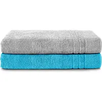 Komfortec Set van 2 Handdoeken 70x200 cm - 100% Katoen - XXL Saunahanddoeken - Badlaken - Strandlaken - Badhanddoek- Douchelaken - Zacht - Hoge Absorptie - Sneldrogend - Zilvergrijs&Turquoise.