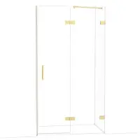 Maxaro Diamond Douchedeur | 110 cm Glanzend lichtgoud Helder glas Draaideur