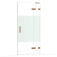 Maxaro Diamond Douchedeur | 90 cm Glanzend koper Helder met matte strook Draaideur