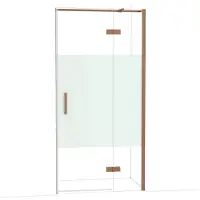 Maxaro Diamond Douchedeur | 100 cm Glanzend koper Helder met matte strook Draaideur