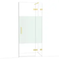 Maxaro Diamond Douchedeur | 90 cm Glanzend lichtgoud Helder met matte strook Draaideur