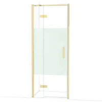 Maxaro Diamond Douchedeur | 80 cm Glanzend lichtgoud Helder met matte strook Draaideur