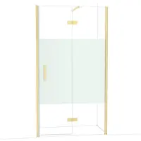 Maxaro Diamond Douchedeur | 110 cm Glanzend lichtgoud Helder met matte strook Draaideur