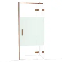 Maxaro Diamond Douchedeur | 90 cm Glanzend koper Helder met matte strook Draaideur