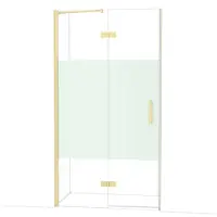 Maxaro Diamond Douchedeur | 110 cm Glanzend lichtgoud Helder met matte strook Draaideur