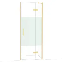 Maxaro Diamond Douchedeur | 80 cm Glanzend lichtgoud Helder met matte strook Draaideur