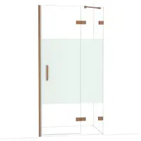 Maxaro Diamond Douchedeur | 100 cm Glanzend koper Helder met matte strook Draaideur
