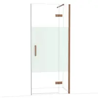 Maxaro Diamond Douchedeur | 90 cm Glanzend koper Helder met matte strook Draaideur