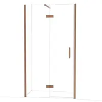 Maxaro Diamond Douchedeur | 110 cm Glanzend koper Helder glas Draaideur