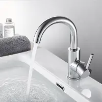 Auralum Max Wastafelkraan Zilver - Badkamerkraan Chroom - 360° Draaibare - Badkamer Kraan - RVS - Warm en Koud - Waterbesparend