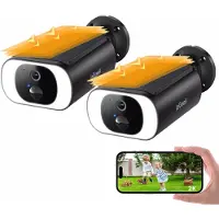IeGeek oor Buiten - Buiten Camera met Zonnepaneel - Bewakingscamera voor Buiten - Beveiligingscamera Buiten - 2K Ultra HD - Met Wifi en App - 2 Stuks