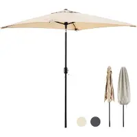 Tristar Stokparasol - Vierkant - 200x200cm - Balkon & Tuin - Kantelbaar - Incl. Beschermhoes - PA-7902 - Beige