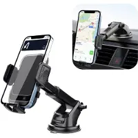 Sanorum Telefoonhouder Auto - GSM Houder - Auto Accessories - Verstelbaar - Universeel - Telefoonhouders Auto - Geschikt voor autoglas en ventilatieopeningen - type zuignap - Zwart