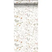 ESTAhome behang veldbloemen groen en terracotta roze - 53 cm x 10.05 m - 139514