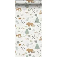 ESTAhome behang bos met bosdieren wit - 53 cm x 10.05 m - 139247