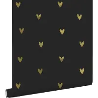 ESTAhome behang hartjes goud en zwart - 53 cm x 10.05 m - 139727