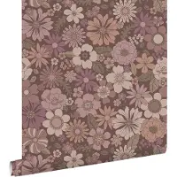 ESTAhome behang retro bloemen oudroze en aubergine paars - 53 cm x 10.05 m - 131135
