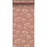 ESTAhome behang schermbloemen terracotta en wit - 53 cm x 10.05 m - 139320