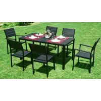 Viking Choice Tuintafel 156 x 78 cm – Zwarte Kunststof Tafel met Houtlook – Modern Design