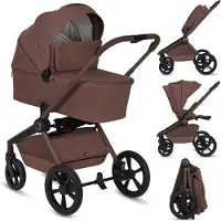 Lionelo Freya 3in1 Kinderwagen Set – Reiswieg, Wandelwagen & Astrid i-Size Autostoel (40–87 cm) –Premium - Vanaf Geboorte tot 22 kg – PU-Wielen met Vering – Omkeerbare Zitting – UPF50+ Kap