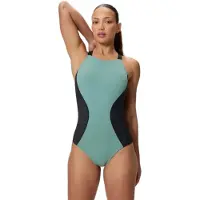 Speedo Sculpture High Neck Contour Swimsuit Groen UK 36 Vrouw