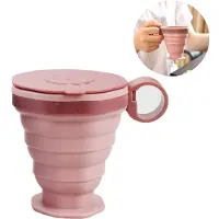 Sanorum 1 x Opvouwbare beker - Beker - Siliconen - Reisbeker - Inklapbaar - Drinkbeker - Geschikt voor koffie, thee en water - Inclusief draagriem en deksel - Ideaal voor kamperen en reizen - Roze