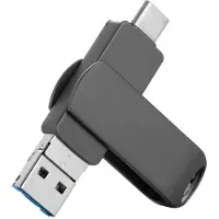 Sanorum USB-stick - 4-in-1 USB-stick - Metaal - Opslagapparaat voor iPhone, Type-C, Android en computers - 32 GB - zwart