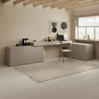 Meubella - Whenua 4 - Bureau links - Beige - 338x141x79 cm
