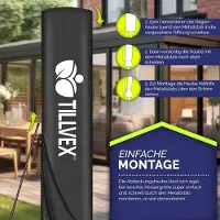 Tillvex Premium aluminium parasol, 330 cm, met afdekking en windbescherming, zweefparasol, 6-voudig verstelbaar, met zwengel, tuinparasol, 360 graden draaibaar, kantelbaar, UV50+ waterdicht, Groß