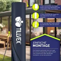 Tillvex Premium Alu Parasol 330 cm + Afdekking & Windbescherming | Zweefparasol 6-voudig verstelbaar met zwengel | Tuinparasol 360° draaibaar kantelbaar klapbaar | UV50+ waterdicht, Groß