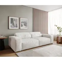 DELIFE Grote bank Sirpio 230x95 cm bouclee crème-witte met kruk
