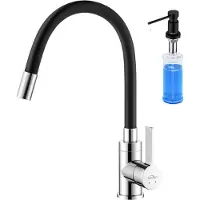 Auralum Max Keukenkraan zwart - Keukenkraan Met Flexibele Uitloop - Met Zeepdispenser 300ML - Hogedruk Keukenkraan 360° Draaibaar - Keukenmengkraan Met Waterbesparende Perlator