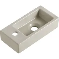 Wiesbaden Rhea S Fontein 36,5x18cm Keramiek - Kraangat Links - Mat Beige - 8721214112397 - Rechthoekig - Wastafels, Fonteinen, Vrijhangende Fonteinen