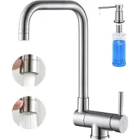 CECIPA MAX Keukenkraan - Inklapbare Keukenkraan - Met Zeepdispenser 300ML - 360° draaibare keukenmengkraan - RVS gootsteenmengkraan keuken - Zliver