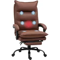 Vinsetto -Massage-Bürostuhl-Polyester, Stahl-66L x 74B x 114-121,5H cm-Braun