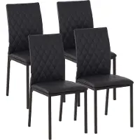 HOMCOM Eetkamerstoel, set van 4, beklede eetkamerstoelen, kunstleer