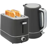 HOMCOM Waterkoker en Broodrooster Set Staal, Kunststof 21,2L x 16B x 24,3H cm Grijs