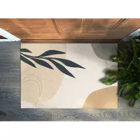 Coloray Deurmat voor binnen - Beige Deurmat Aan Huis - Boho-Plant Binnenmat - Deurmat Met Print - Binnen Deurmat - 90x60 cm
