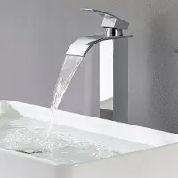 Auralum Max Waterval Wastafelkraan - Chroom - Badkamerkraan - Hoge uitloop Badkamer Kraan - Warm en koud - Warm en Koud - Waterbesparend