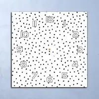 Coloray Wandklok - Kleine puntjes Glazen Klok - 30x30 cm - Marine Wandklok - Wandklok Vierkant - Wandklok Scandinavisch - Wandklokken Woonkamer - Stille Wandklok