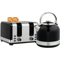 HOMCOM Waterkoker en Broodrooster Set Roestvrij staal, Kunststof 24,2L x 19,3B x 26,8H cm Zwart
