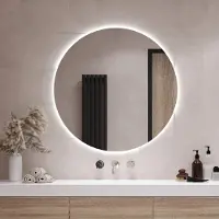 Coloray Ronde LED Spiegel - Wandspiegel Rund LED - 60 cm x 60 cm - Große Wandspiegel Rund LED - Runde Wohnzimmerspiegel LED - Koel Licht - Runder Spiegel Für Flur LED - Runder Spiegel Modern LED