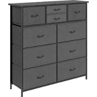 HOMCOM -Kommode-Vliesstoff, MDF, Stahl-100L x 30B x 100H cm-Schwarz