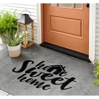 Coloray Buiten Deurmat - Grijs Buiten Deurmat - Sweet Home Beton Wasbare Buitenmat - Buiten Decoratie Idee - Vuilvangmat Voor Nat Weer - Antislip Entreemat Voor Terras - 150x100 cm