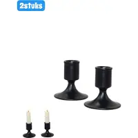 Sanorum 2stuks - kandelaar - Zwart Kandelaar - moderne kandelaar - Sfeerverlichting voor Eettafel, Salon en Openhaard - woondecoratie - eettafel decoratie - zwart