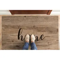 Coloray Deurmat voor binnen - Bruin Wasbare Deurmat - Hout Met Het Woord 'Home' Inloopmat Voordeur - Antislip Onderkant Deurmat - Deurmat Groot - 150x100 cm