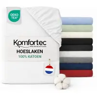 Komfortec Jersey Stretch Hoeslaken 90x200 cm - 23cm Matrasdikte- Rondom Elastiek - 100% Katoen - Wit